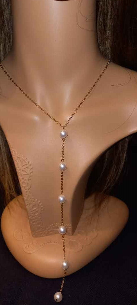 Collana a Y con Perle e Catena Sottile