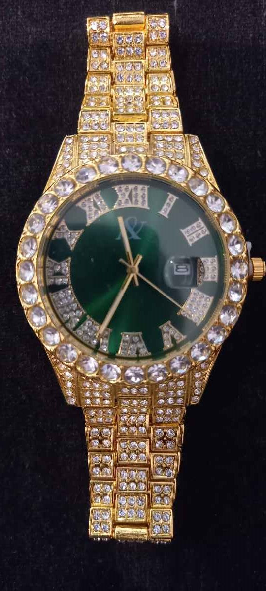 Orologio iced out donna cassa ottagonale strass – Verde