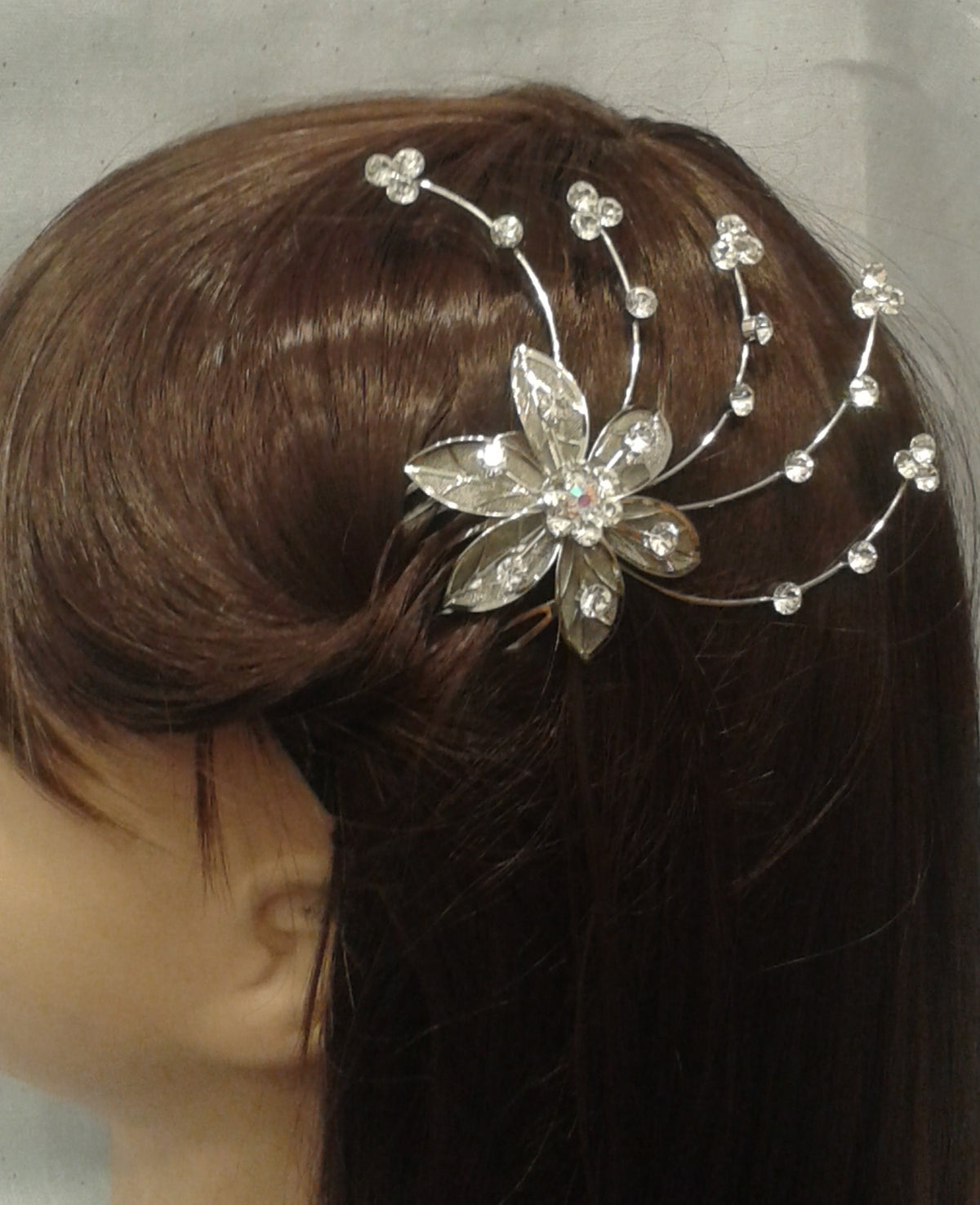 Pettinino Gioiello per Capelli con Strass e Motivo Floreale – Accessorio da Cerimonia