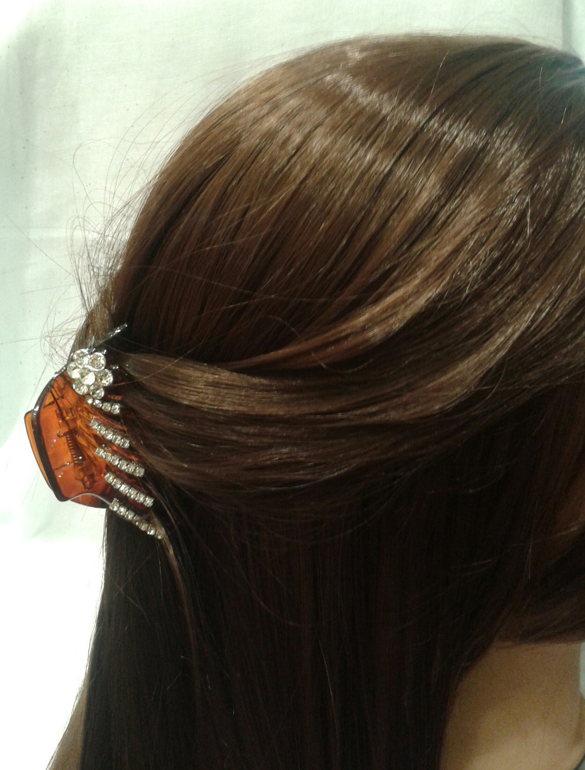 Pinza per Capelli con Denti Incrociati, Strass e Fiore di Cristallo