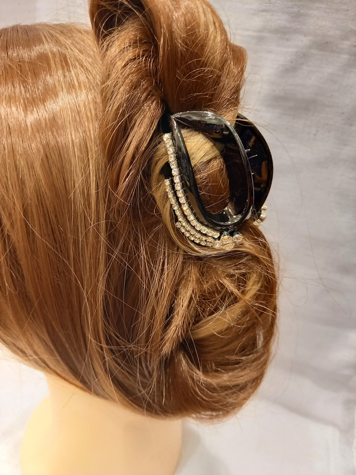 Pinza Bombata per Capelli con Strass e Fiore di Cristallo