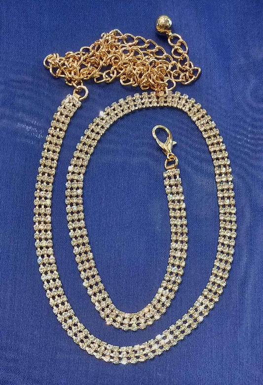 Cintura 3 Fili Strass – Gioiello Regolabile Oro e Argento