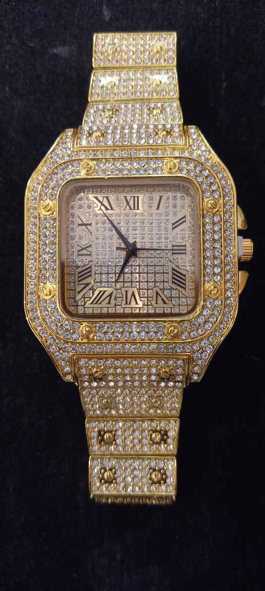 Orologio iced out donna cassa ottagonale strass – Oro