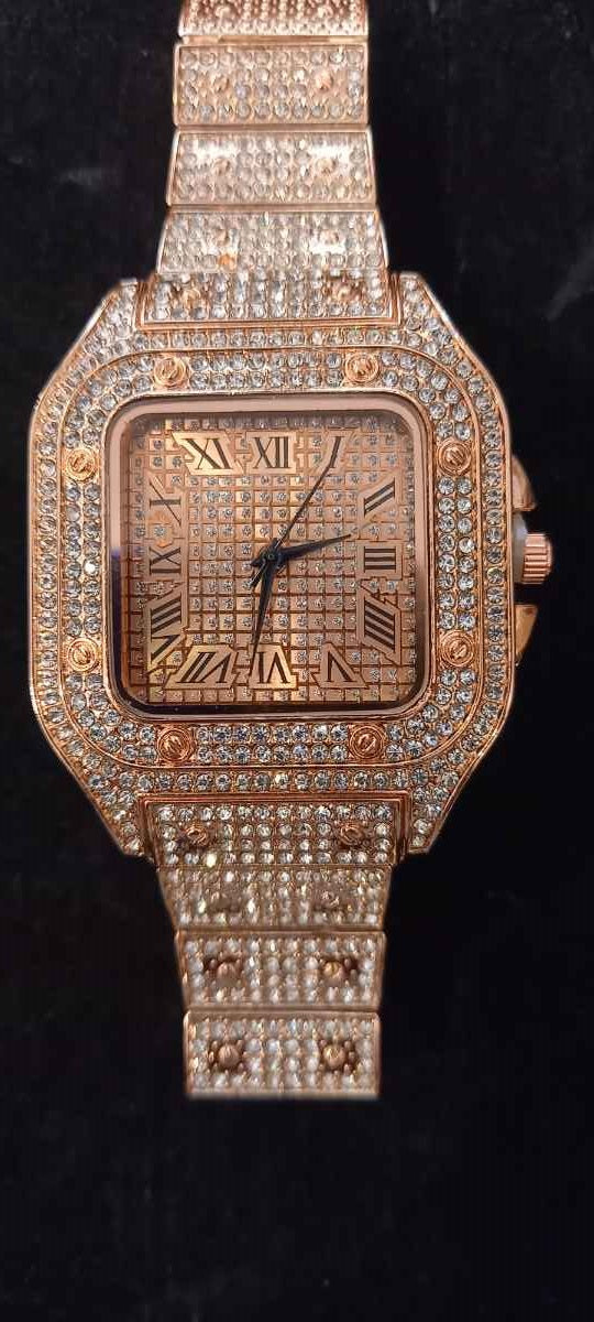 Orologio iced out donna cassa ottagonale strass – Oro Rosa