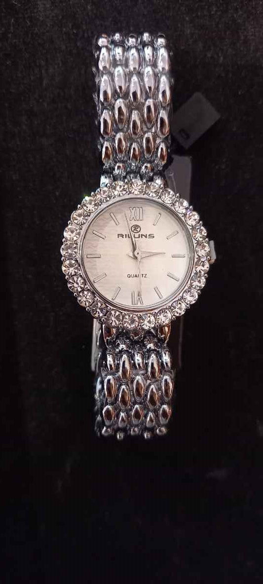 Orologio donna argento quadrante tondo con strass