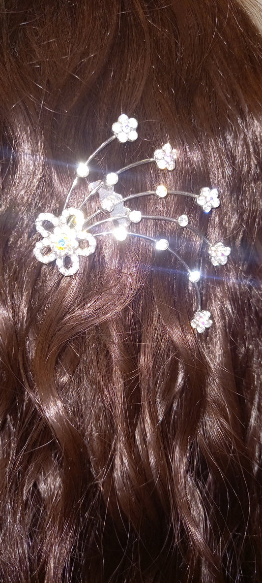 Pettinino Gioiello Piccolo per Capelli con Strass e Motivo Floreale – Accessorio da Cerimonia