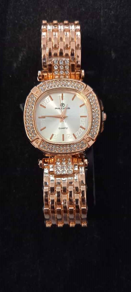 Orologio donna stile 2 – quadrante squadrato con strass oro rosa